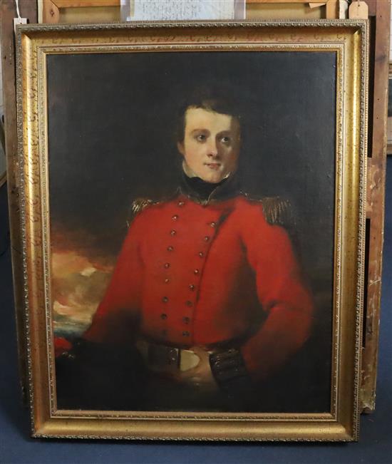 Attributed to Andrew Geddes (1783-1844), oil on canvas, Half-length portrait of Barrington Pope Blachford (1784-1816) in uniform